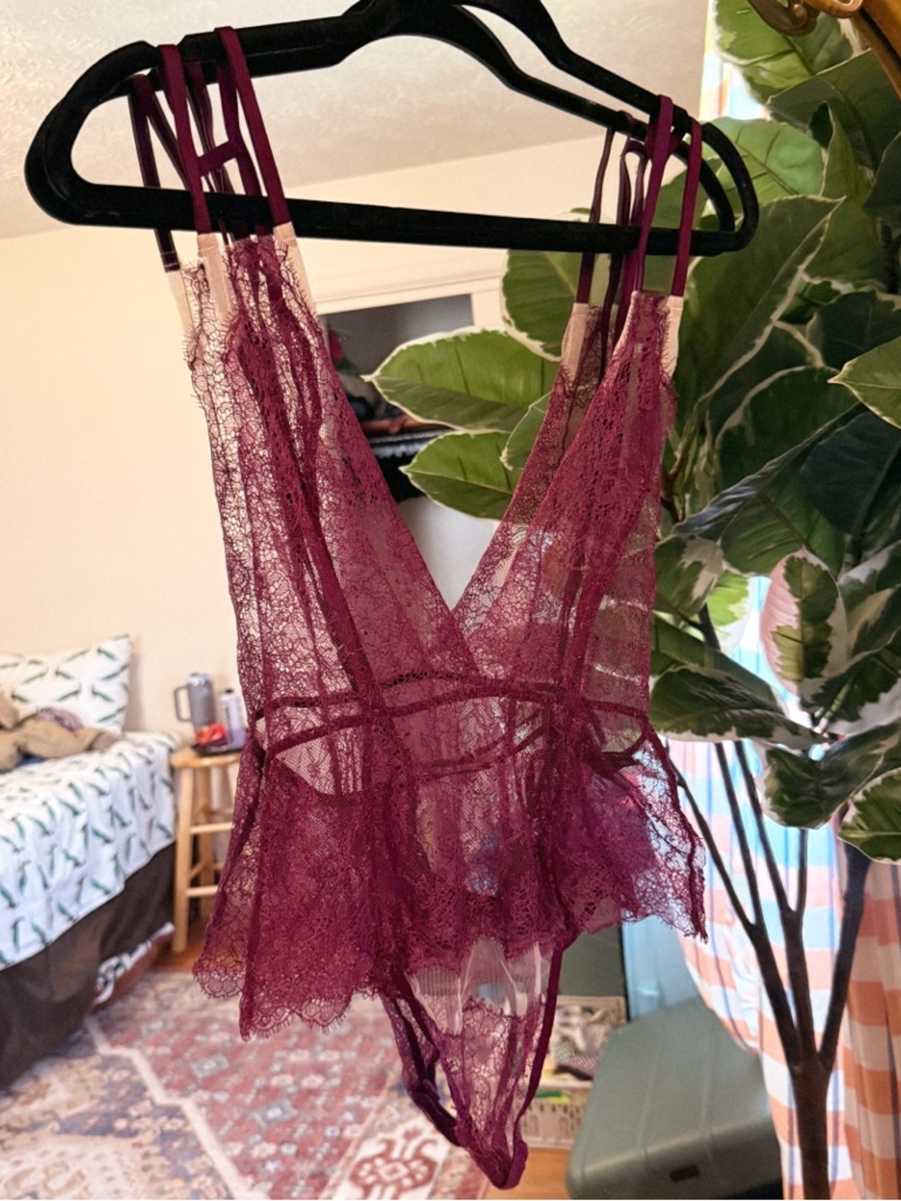 Victoria’s Secret purple lace sheer teddy